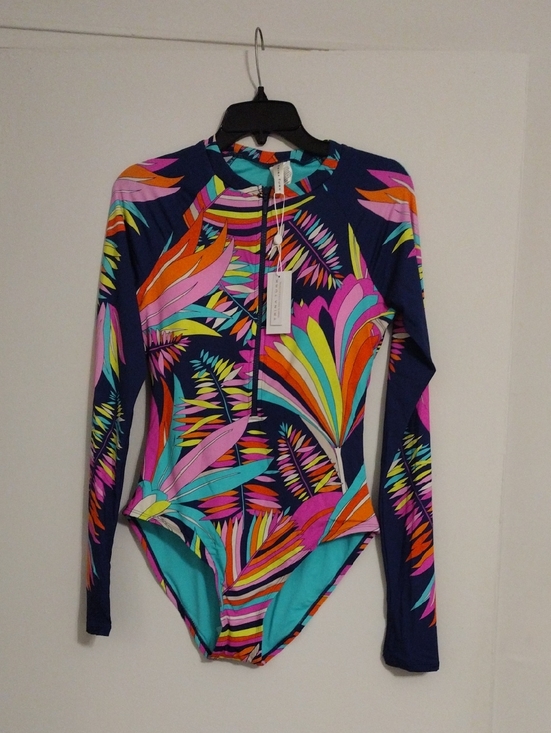 Trina Turk Other - Trina Turk Navy Multi Tropical-Print Long-Sleeve One-Piece